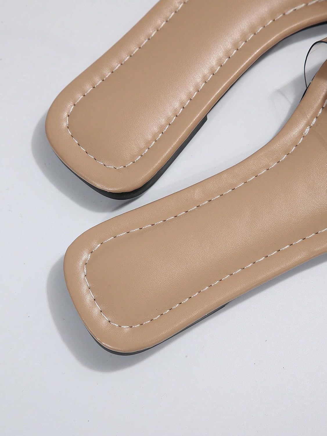 OYOANGLE Women's Rhinestone Flower Decor Clear Strap Sandals Square Toe Flat Sandals - Image 5