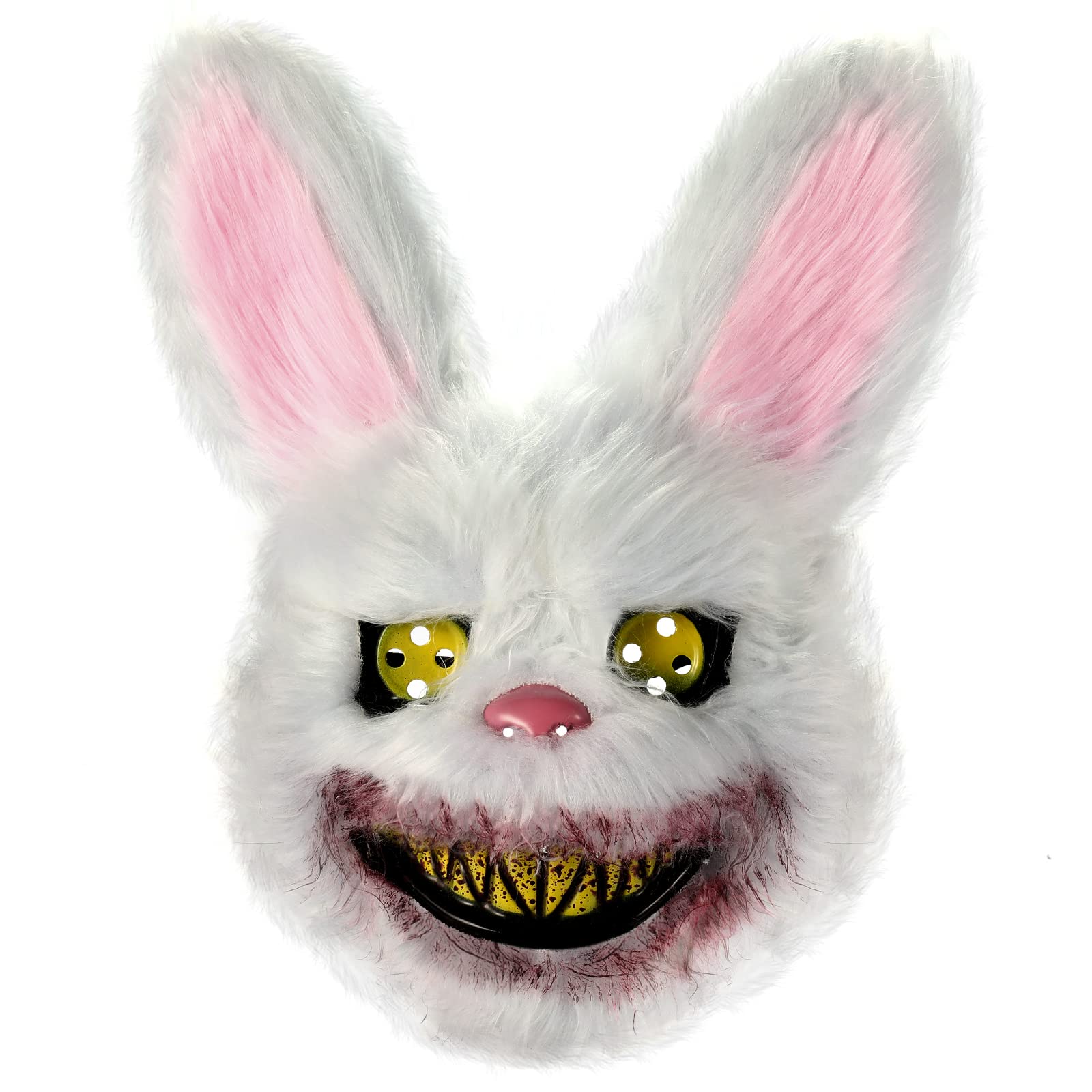 UNOLIGA Rabbit Mask Furry Animal Realistic Scary Face Mask Funny Horror Mask for Child Adult for Halloween Carnival Costume Party