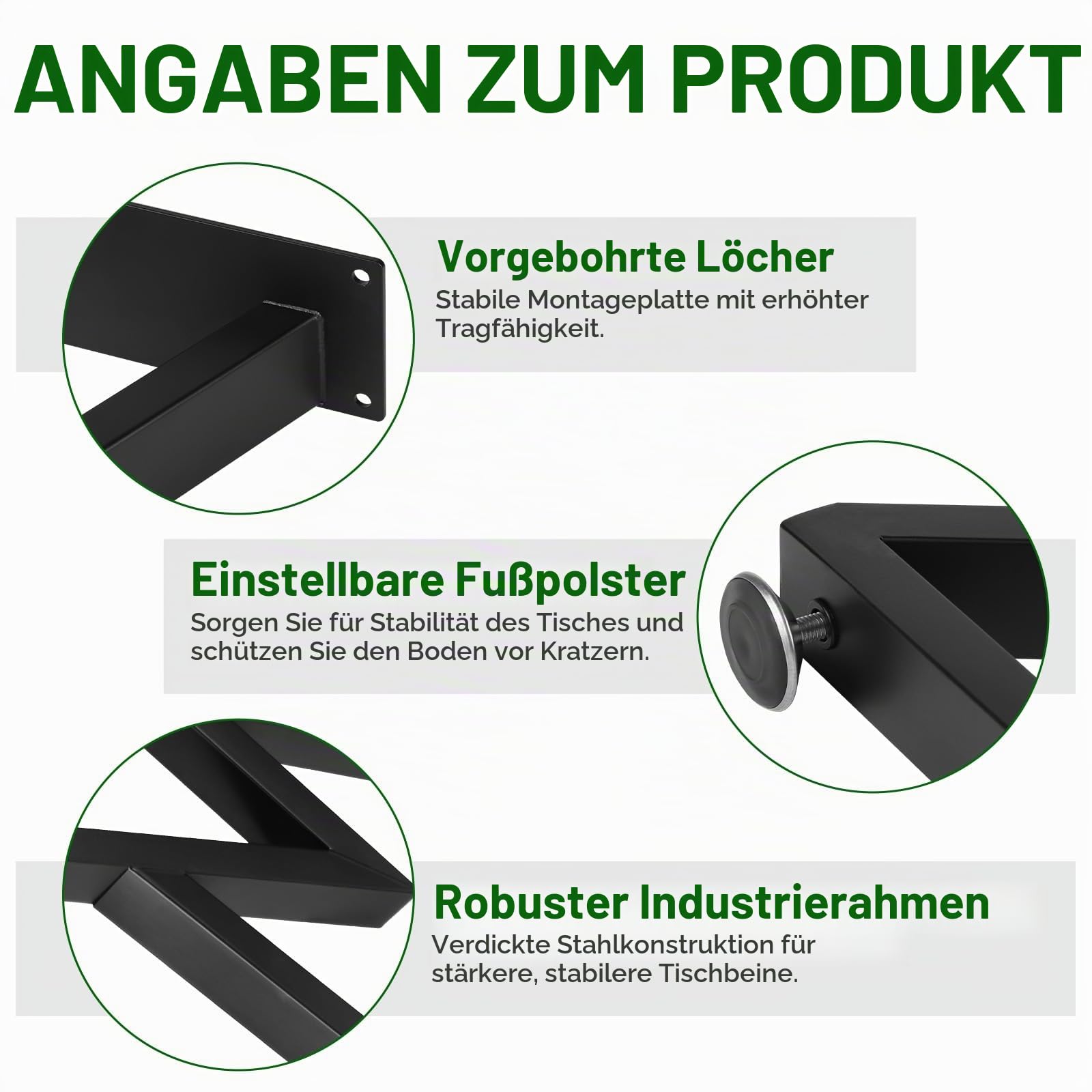 LALAGO 2 Stück Tischgestell V-Typ Schwarz bis 250kg, 28 × 39cm