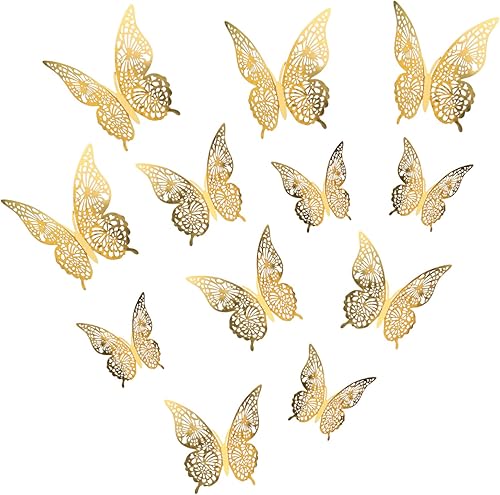 Hemobllo 3 juegos de calcomanías decorativas para dormitorio, mariposas, adorno de fiesta de cumpleaños, decoración de pared, decoración de pared,