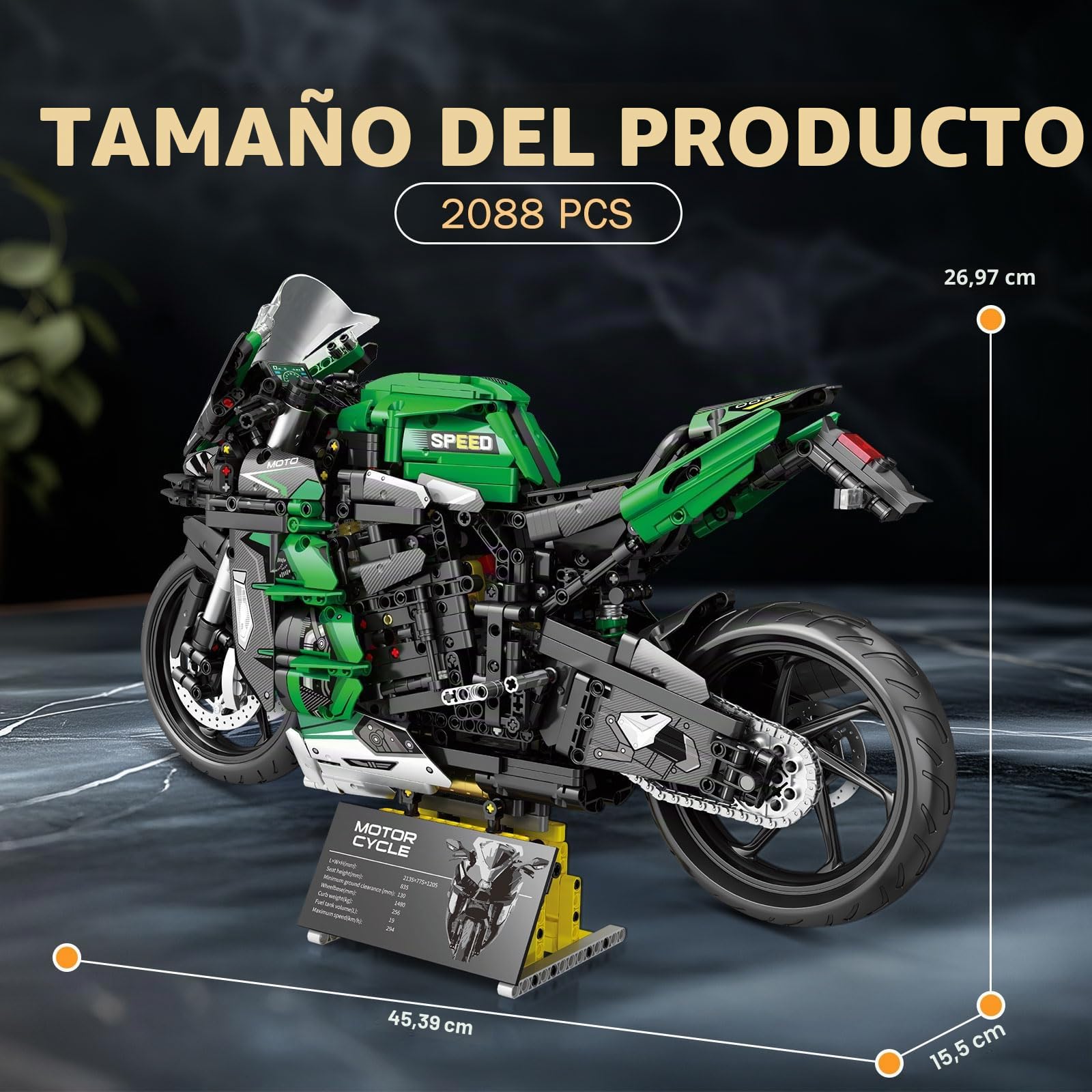 Reobrix 1:5 H2 SX SE - Juguete de bloque de construcción de motocicleta para adultos, juego de ladrillos de coche modelo técnico de súper motocicleta, colección de vehículos de bicicleta 570, regalos