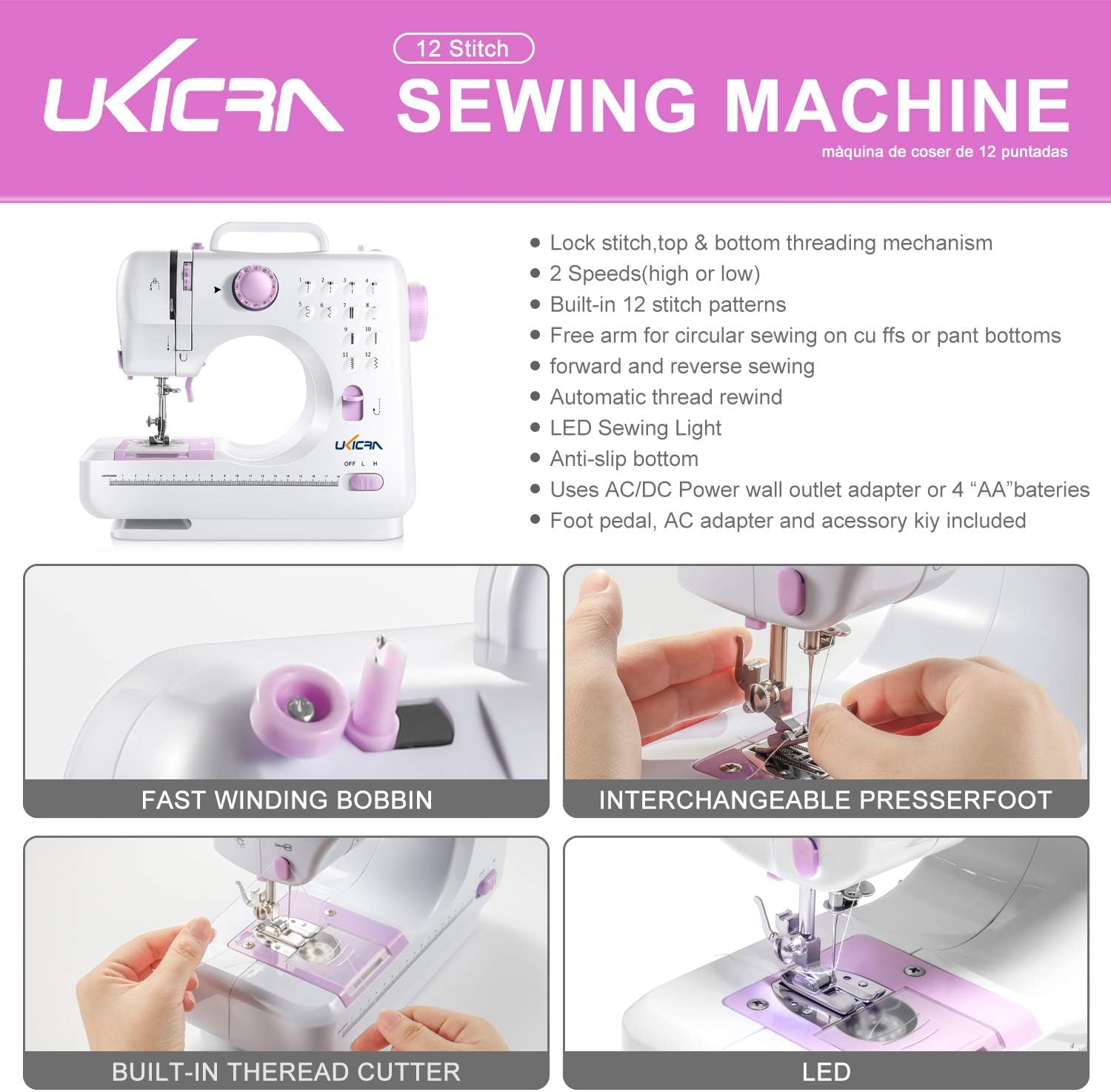 UKICRA UFR-505 Sewing Machine Features Diagram