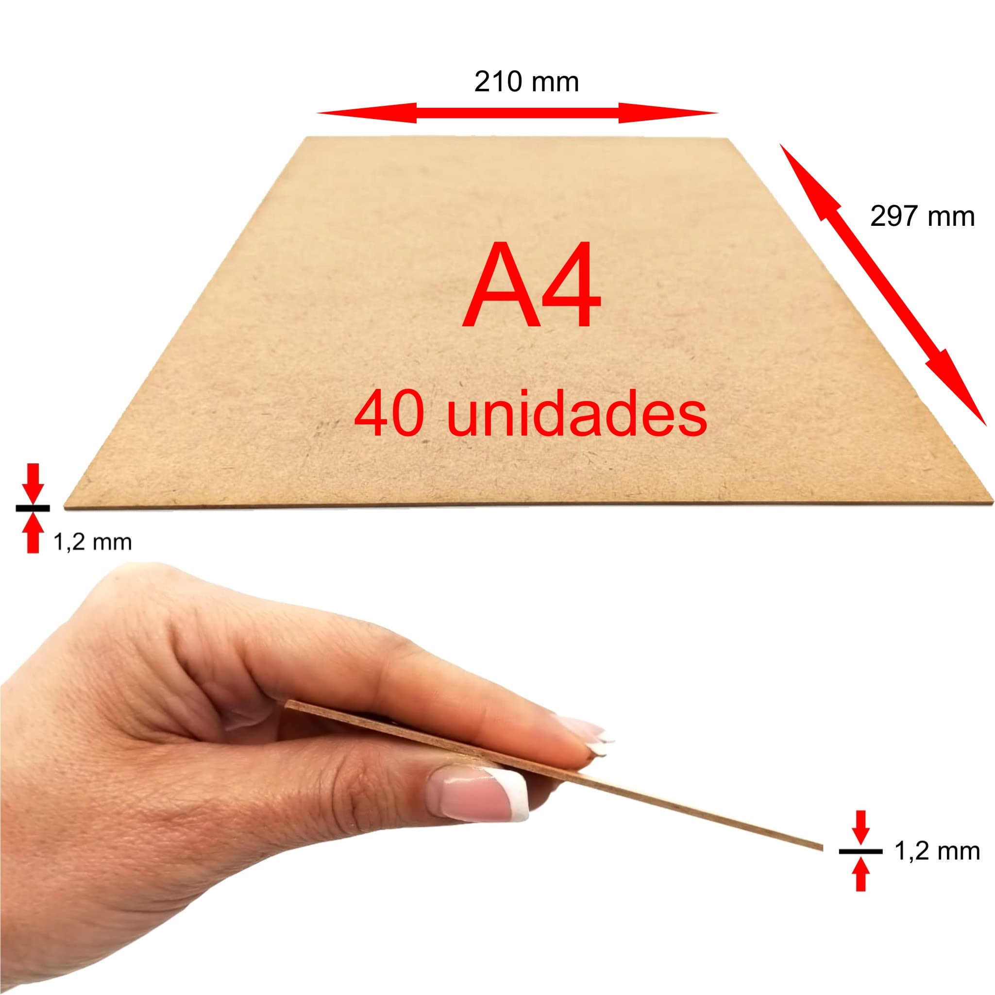 MDF Tablero Madera A4 | 297 x 210 x 1.2 mm Corte por Laser 10 w, 20 w, 30 w, 40 w CNC Router, Modelado, Calado, Bricolaje, Manualidades, Acabado Pulido, Alta Densidad. Madera Calidad (40)
