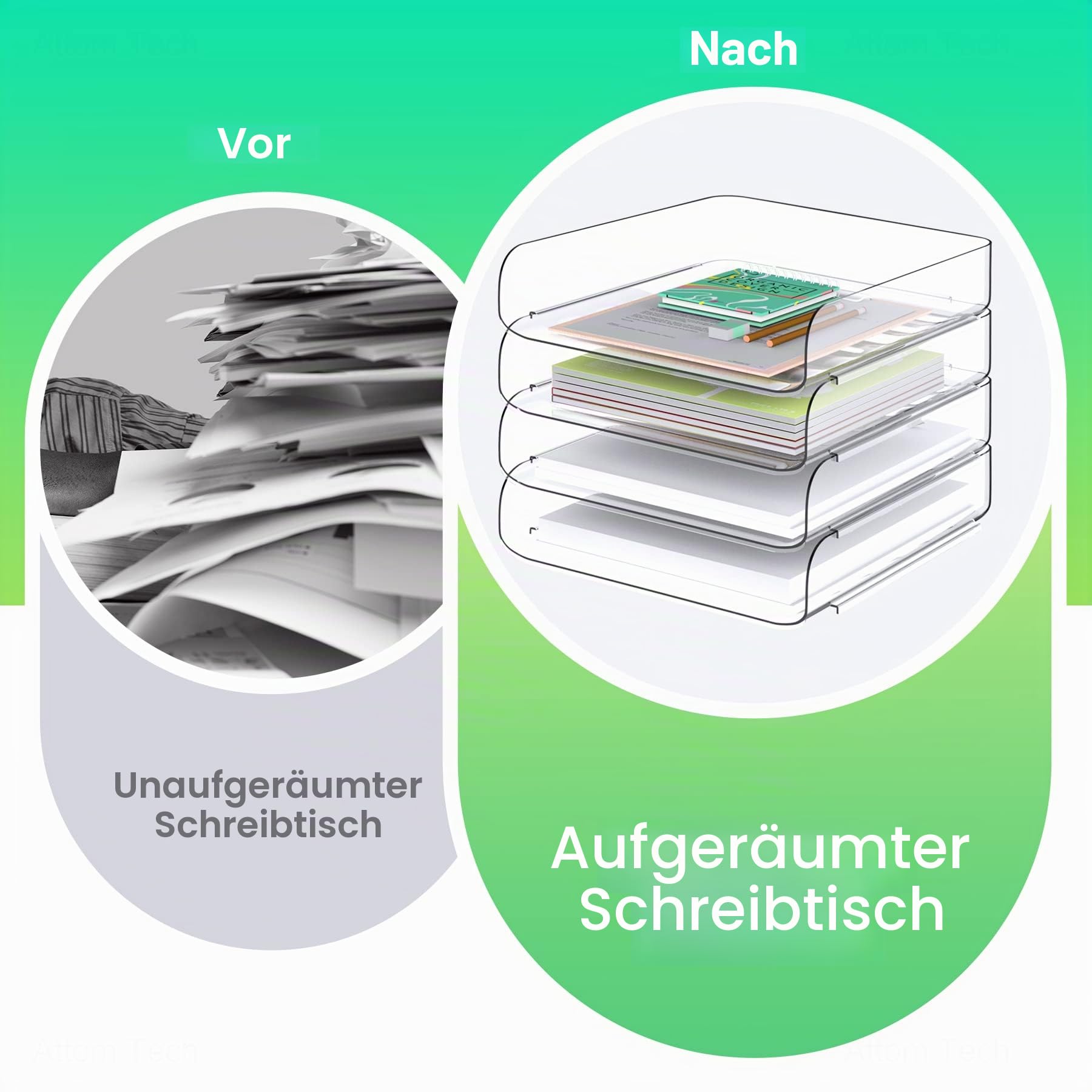Tomorotec büro zubehör, 4 Stück, papierablage, briefablage a4, transparent, PET, stapelbar, dokumenten-0rganizer,ablage Schreibtisch，Schreibtisch