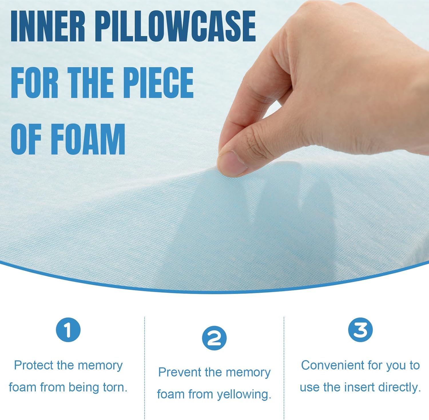 2 Pcs Adjustable Memory Foam Pillow, Thin Height 1.2'' Soft Insert Slim Flat Pillow for Neck Support Neck Pain Relief for Back, Side, Stomach Sleeper (23.6'' x 14.2''x 1.2'', Blue) - Image 3