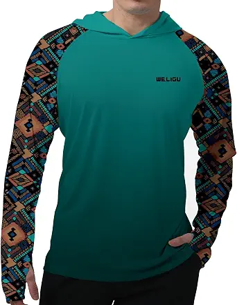 Men's UPF 50+ Sun Protection Hoodie, Long Sleeve Fishing Shirt | Lightweight, Quick Dry, Breathable, Moisture Wicking, 4-Way Stretch, Thumb Holes, Hiking, Beach, Swimming, Water Sports