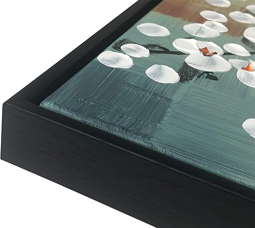 Miniatura 2 de Wieco Art Arte enmarcado Morning Glory moderno abstracto de flores blancas pinturas al óleo sobre lienzo, arte de pared, arte floral para sala de