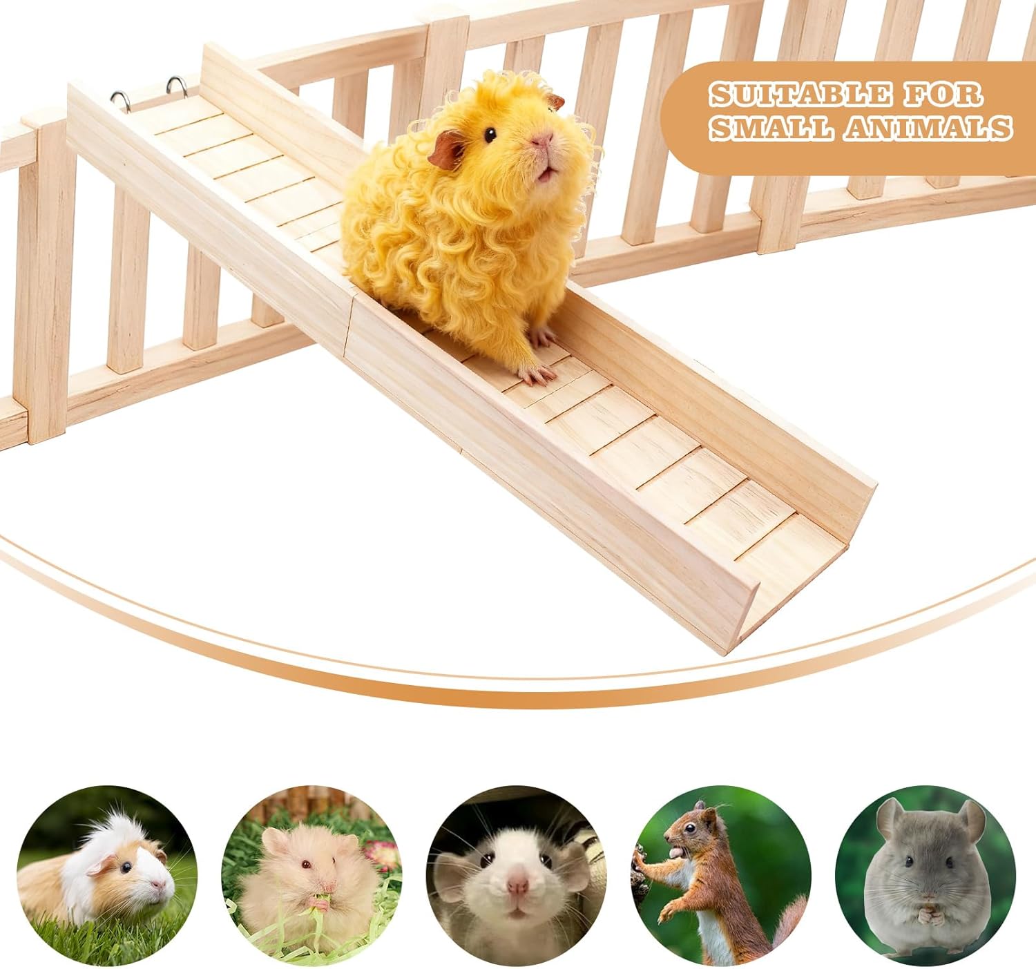 Wooden Guinea Pig Ramp for Cage, Hamster Ladder Toys, Bridge Cage Accessories for Guinea Pig, Hamster, Rats, Chinchillas, Squirrels