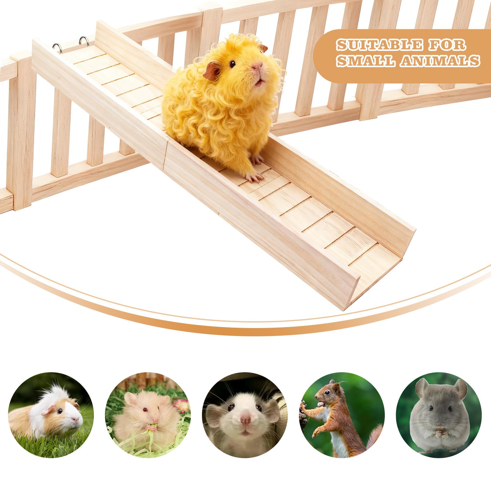 Meerschweinchenrampe aus Holz für Käfig Hamsterleiter Spielzeug Brückenkäfig Zubehör für Meerschweinchen, Hamster, Ratten, Chinchillas, Eichhörnchen