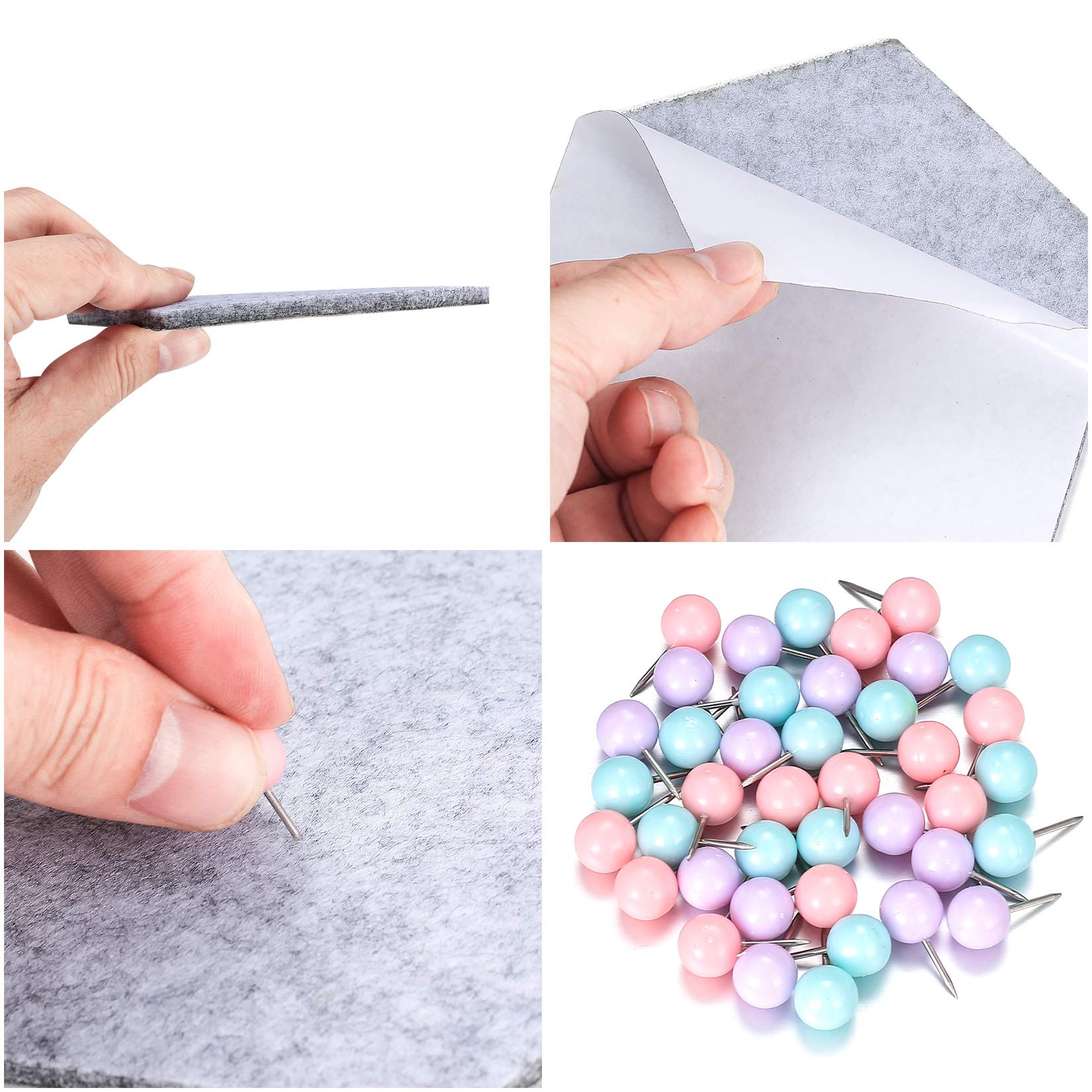 Bacheca Feltro Esagonale Autoadesiva - 10 Pezzi 14x12cm Con 40 Spilli, Grigio, Per Appunti E Foto - Foto 4