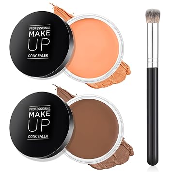 DAGEDA 2 Colors Tattoo Cover up Makeup, Long-Lasting Face Body Concealer, Invisible, Natural, Waterproof Tattoo Cover Makeup with Concealer Brush06+07