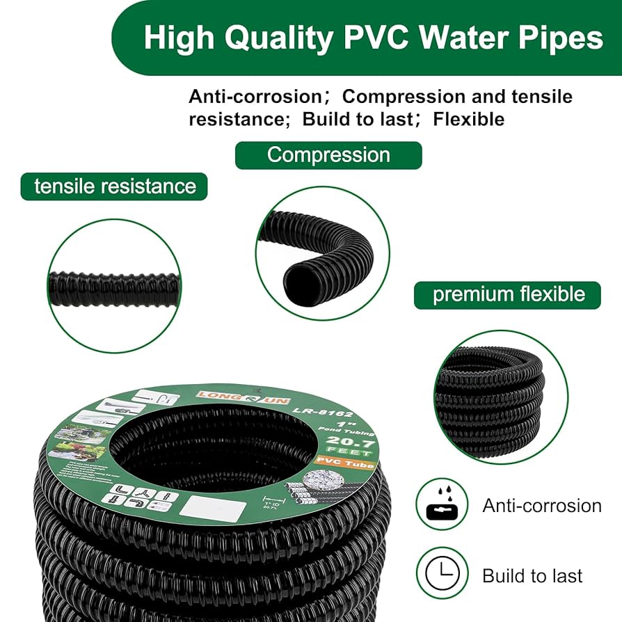 Pond Hose,Saim Flexible Corrugated Tube Black Plastic Corrugated Tubing