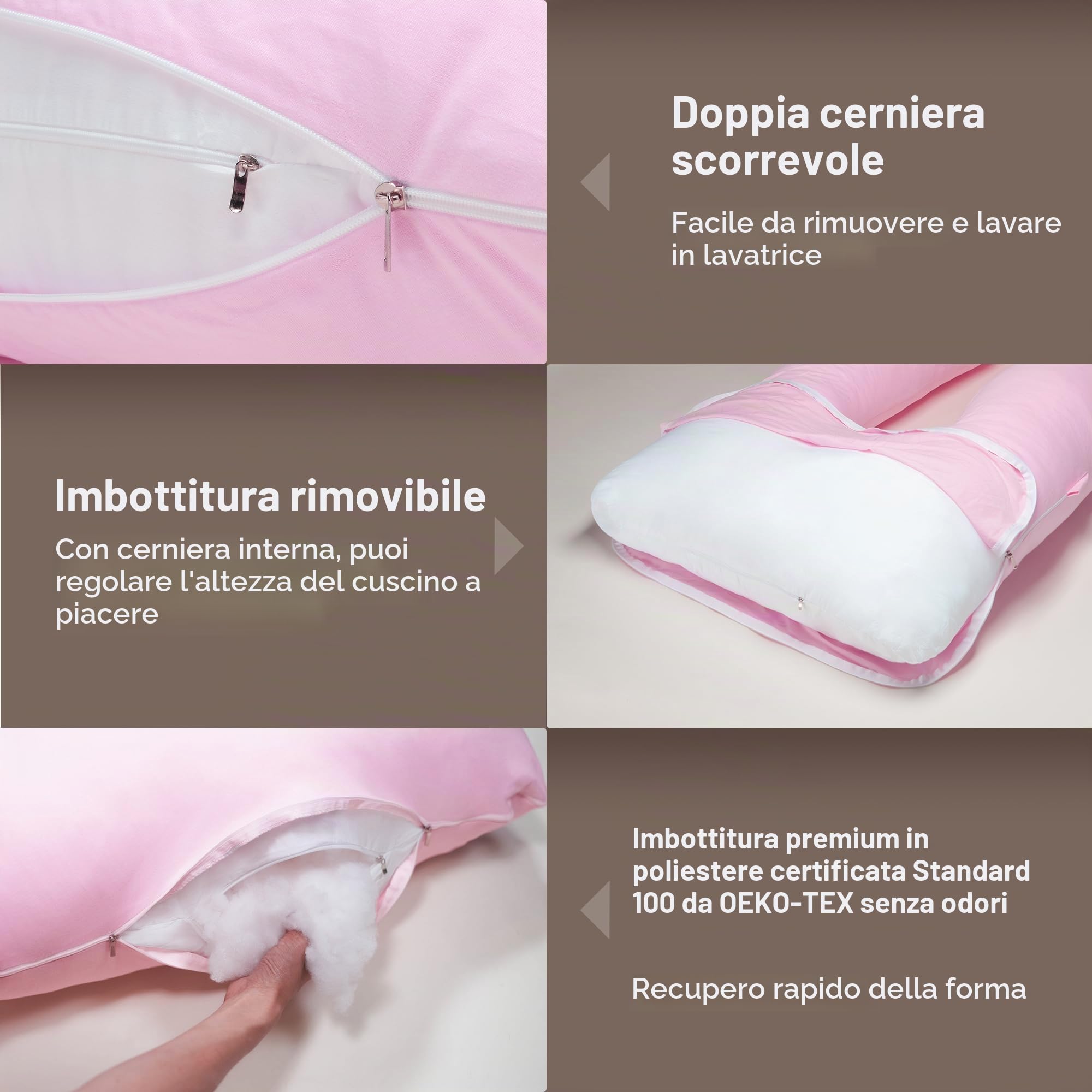 Cuscino Gravidanza con Copertura Cotone Rimovibile | Cuscino Maternità U,Supporto Totale Corpo per Dormire Senza Dolori,Cuscino per L'allattamento,Cuscino di Posizionamento