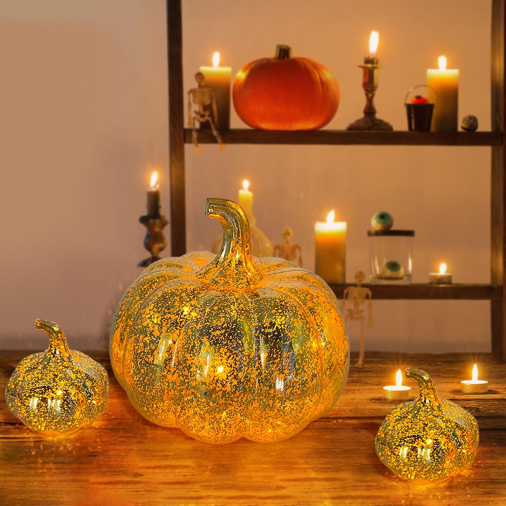 2x LED Kürbis-Lichter - Herbstdeko Mit Warmem Licht Für Tisch & Deko