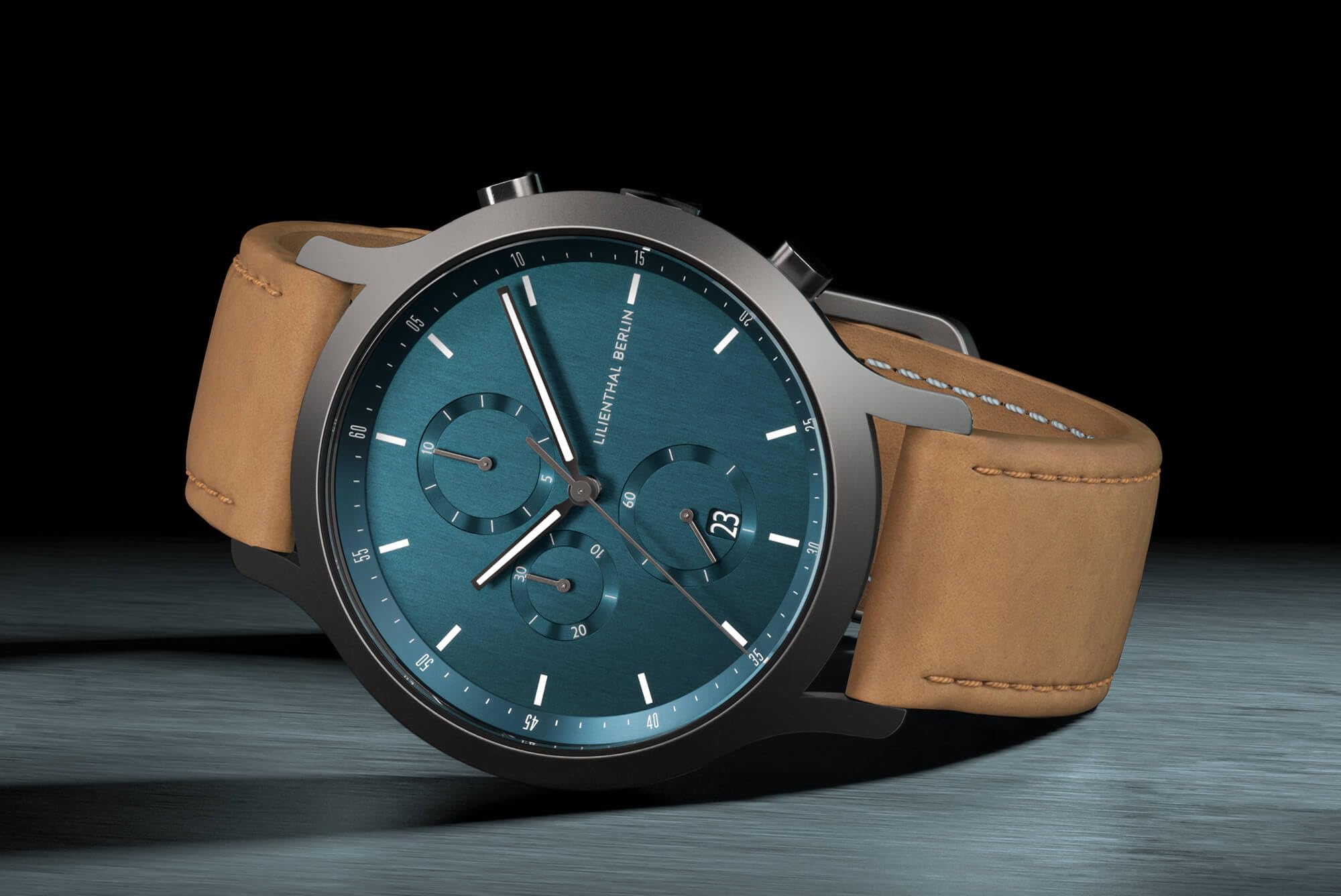 Lilienthal Berlin Chronograph Myth in anthrazit – Herrenuhr aus Chirurgenstahl mit einem Quarzuhrwerk & saphirgehärtetem Mineralglas – 42,5 mm