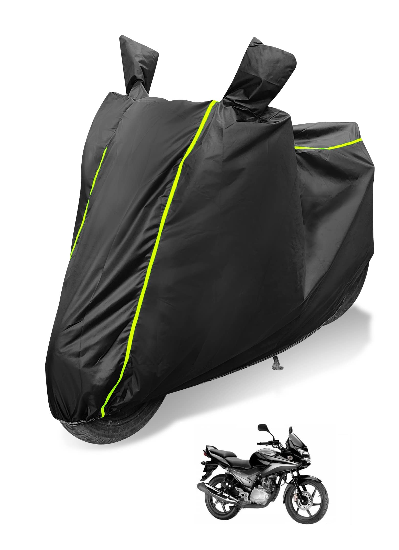 Auto Hub Bike Cover Compatible with CBF, Soft Coated, Mirror Pocket, Belt Buckle, CBF Bike Cover Waterproof, Black Piping