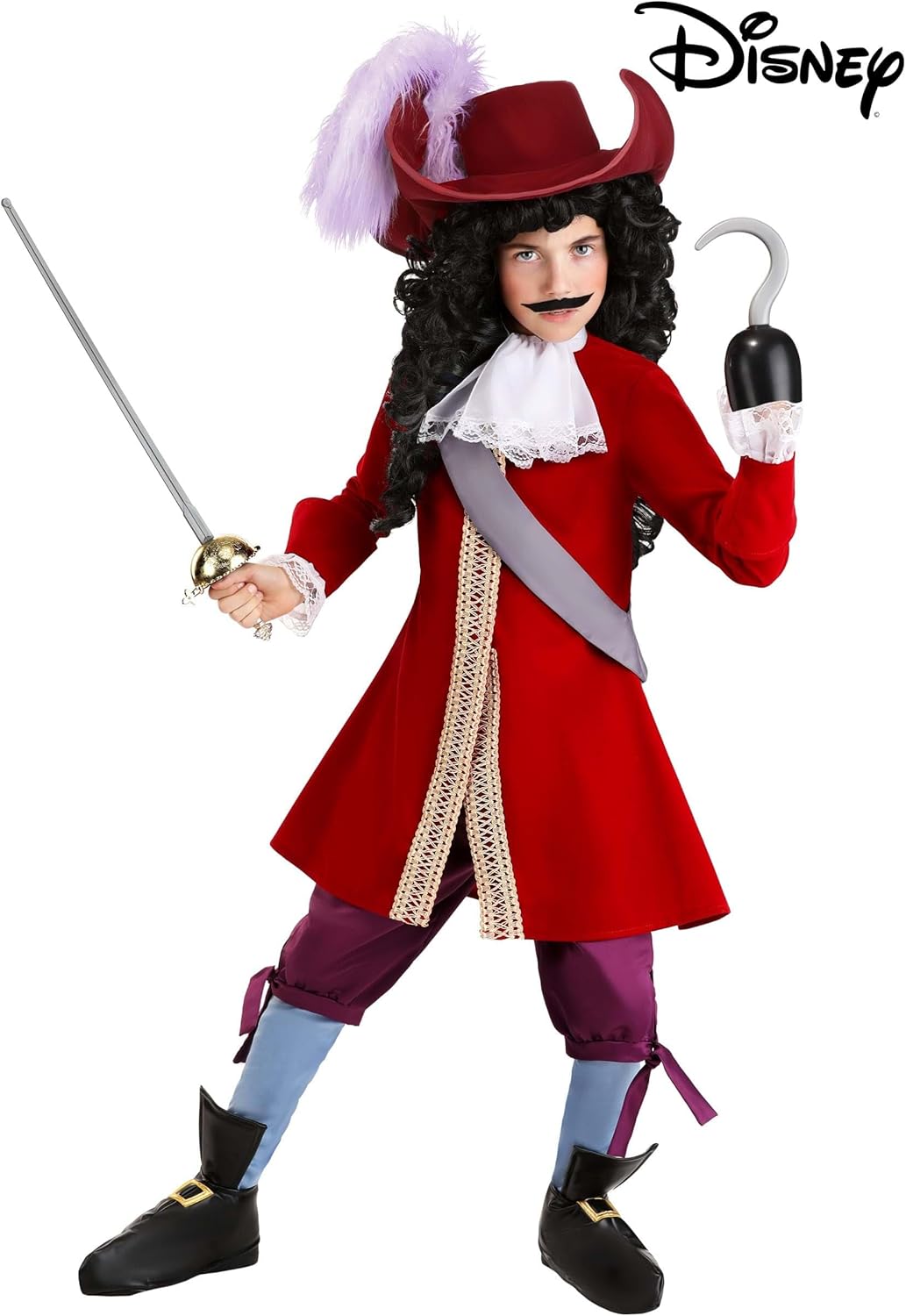 Disney Boy's Deluxe Captain Hook Costume | Kids' Swashbuckler Pirate Outfit | Ideal for Halloween and Dress-Up