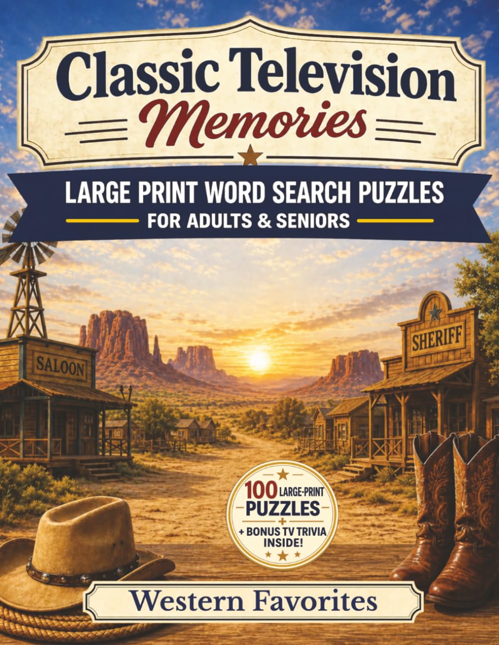 Classic Television Memories: Western Favorites: Large Print Word Search Puzzles for Adults & Seniors — 100 Nostalgic Puzzles Riding Through the Golden Age of TV Westerns, with Bonus Classic TV Trivia