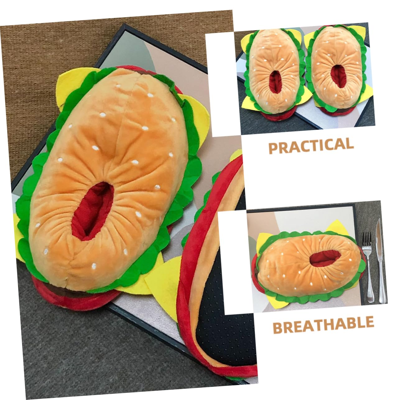 Ipetboom Pantuflas de Hamburguesa para Casa Cálidas y Peludas de Invierno Soporte Superior y Diseño Divertido para Vida Hogar