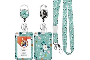 Premium 2-In-1 Detachable Floral Card Holder w/ Retractable Badge Holder and Neck Strap