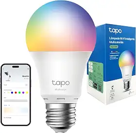 Tapo L530E, Lâmpada LED multicolorida inteligente WiFi, 806 lúmens, 8,3 W, sem necessidade de hub, controle remoto/aplicativo, 16 milhões de tons, cor RGB, funciona com Alexa e Google Home.