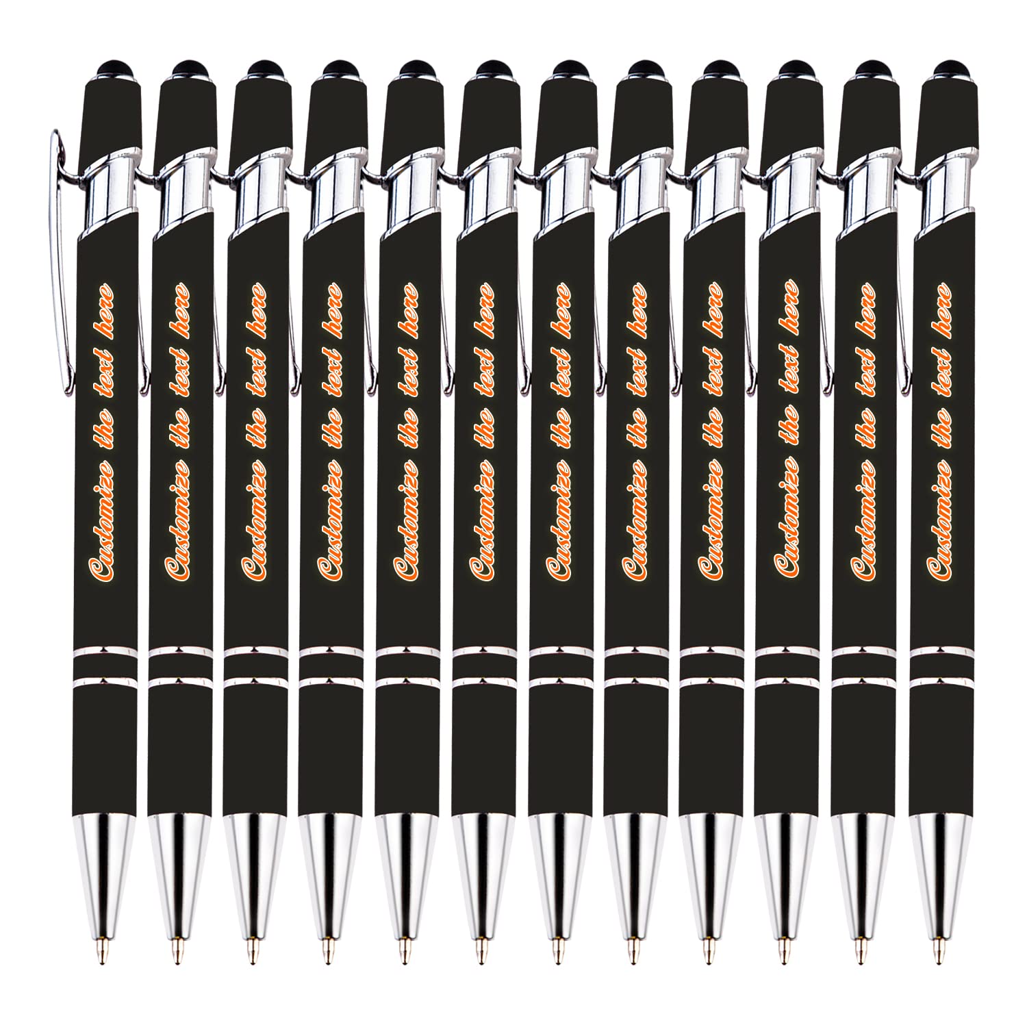 Personalized Multicolor Ballpoint Pens, Custom Ballpoint Pen with Your Name or Text, Black Ink Pen for Office Staff School Student Use, Bulk Free Printing with Name Message, Medium Point Pen, 12PCS