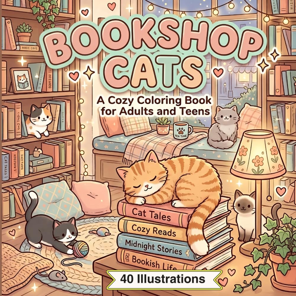 BOOKSHOP CATS: A COZY COLORING BOOK FOR ADULTS AND TEENS