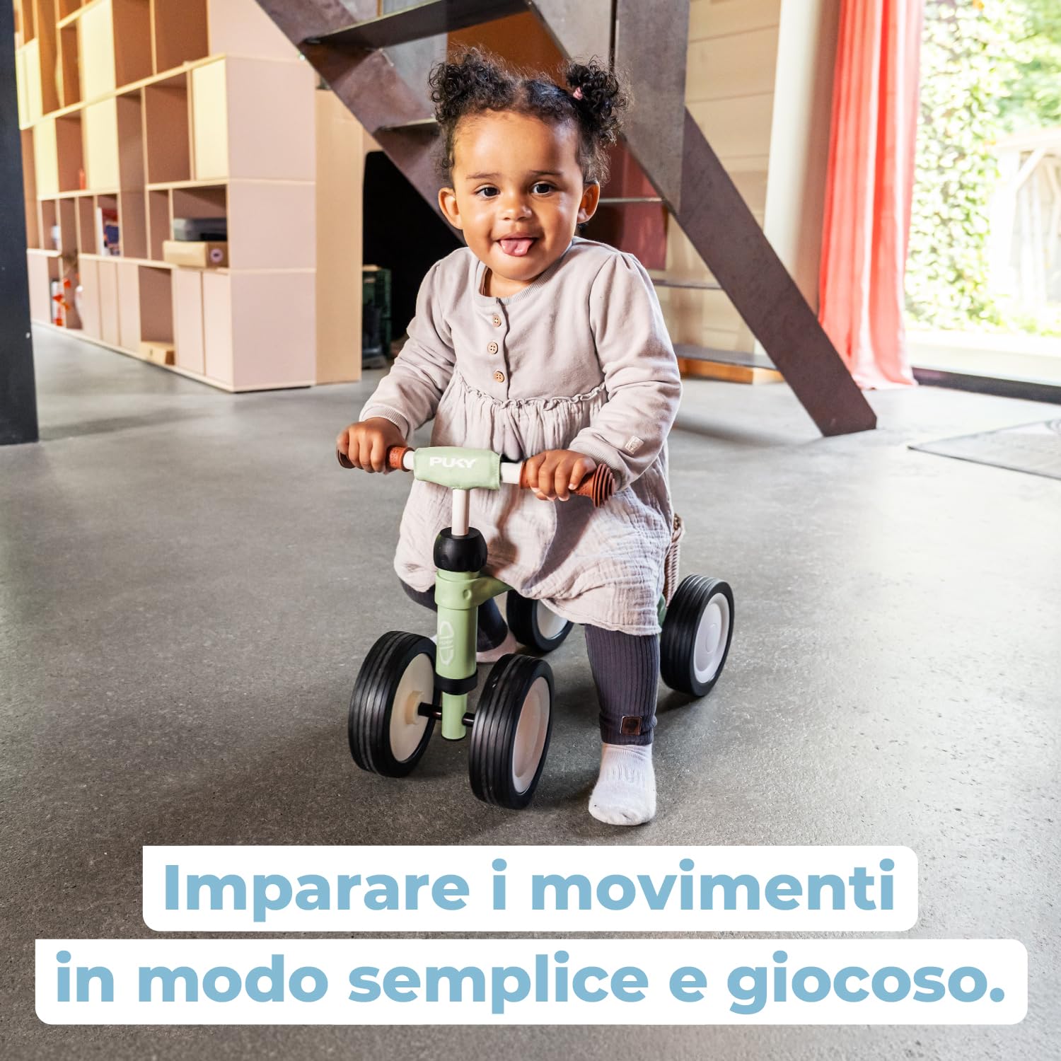 PUKY PUKYLINO Retro Blue | veicolo antiscivolo per interni bambini a partire da 1 anno | Girello | Giocattolo per bambini | Seduta ergonomica, maniglie di sicurezza e cuscinetti per manubrio |