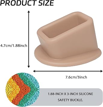 2PCS Seat Belt Buckle Holder, Silicone Car Rear Seatbelt Buckle Booster for Easy Access, Universal Auto SafetyBelt Buckle Guard Cover to Makes Receptacle Stand Upright Buckling for Kids (Khaki)