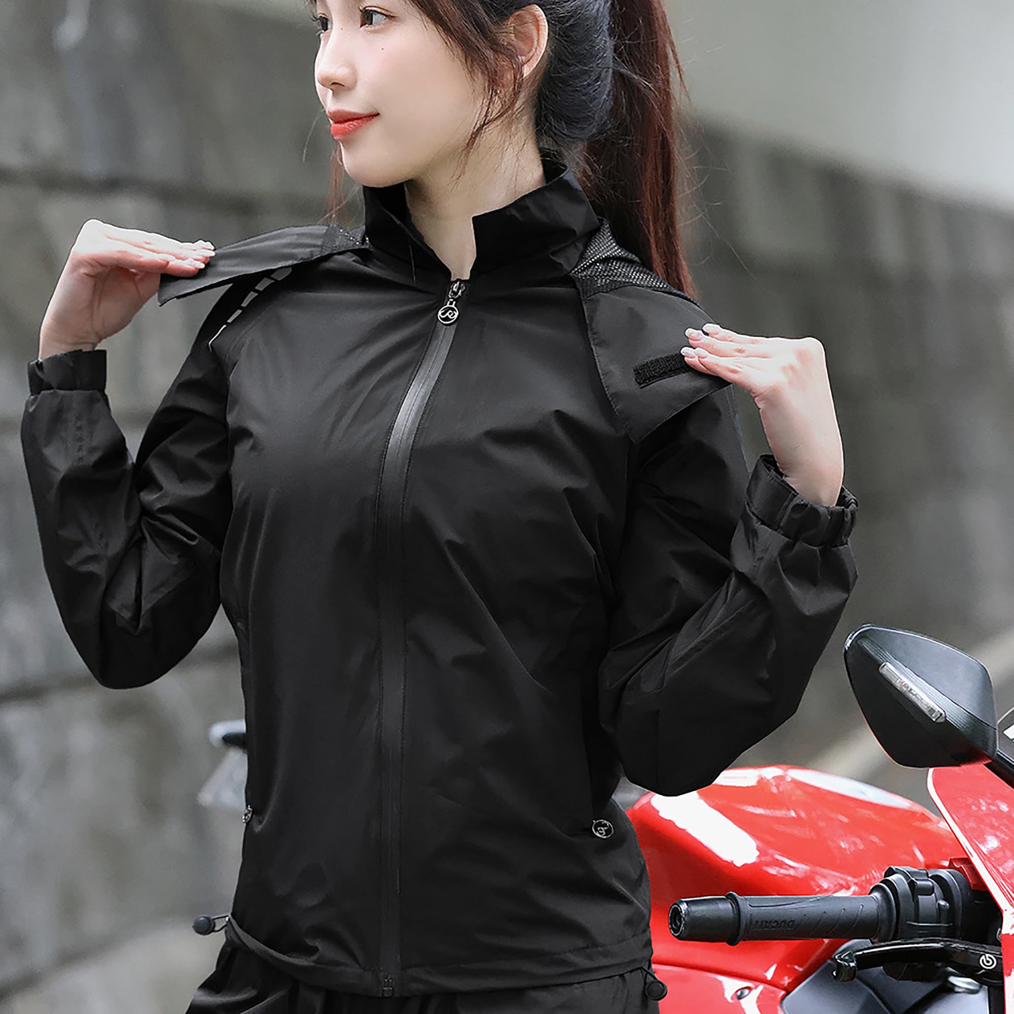 Giacca da Ciclismo Donna, Leggera Traspirante Giacche Donna Antivento, Giacca Impermeabile con cappuccio, Sportivo giacca a vento per Ciclismo Running Moto passeggiate
