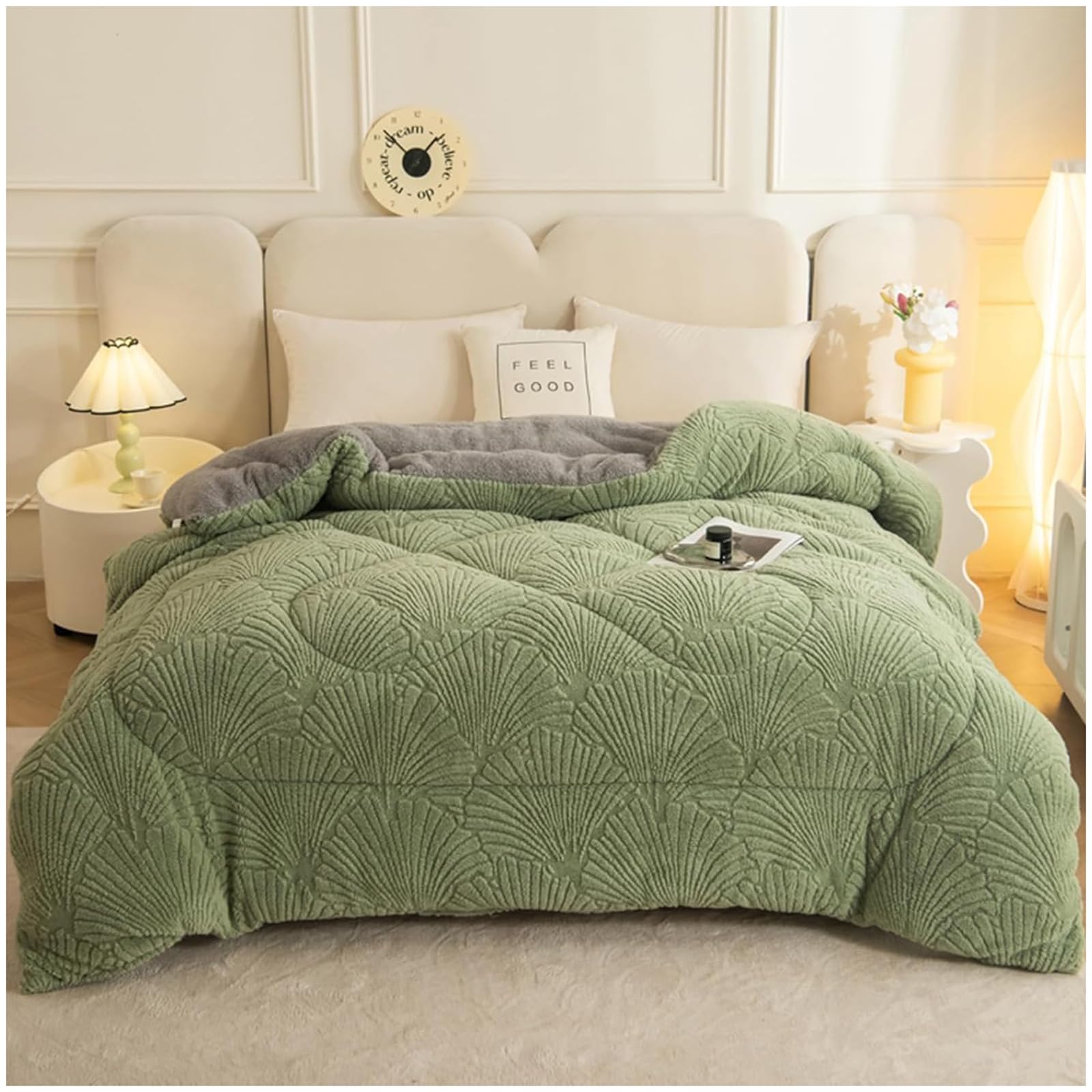 Couette cachemire d'agneau vert ZTGL édredon d'hiver luxe 220x230cm