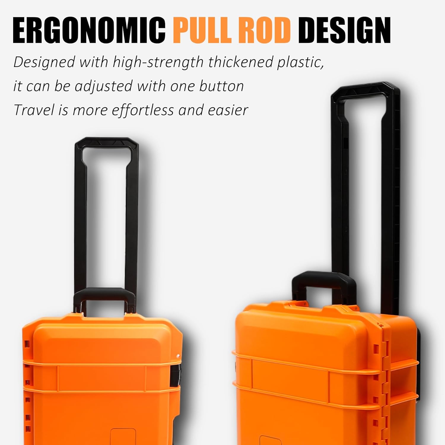 All Weather Rolling Waterproof Protective Hard Case 22 x 14 x 9.3 Inches Multi-Purpose Hard Case with Customizable Foam, Carry-On Hard Cases with Retractable Pull Handle and Wheels (Orange)