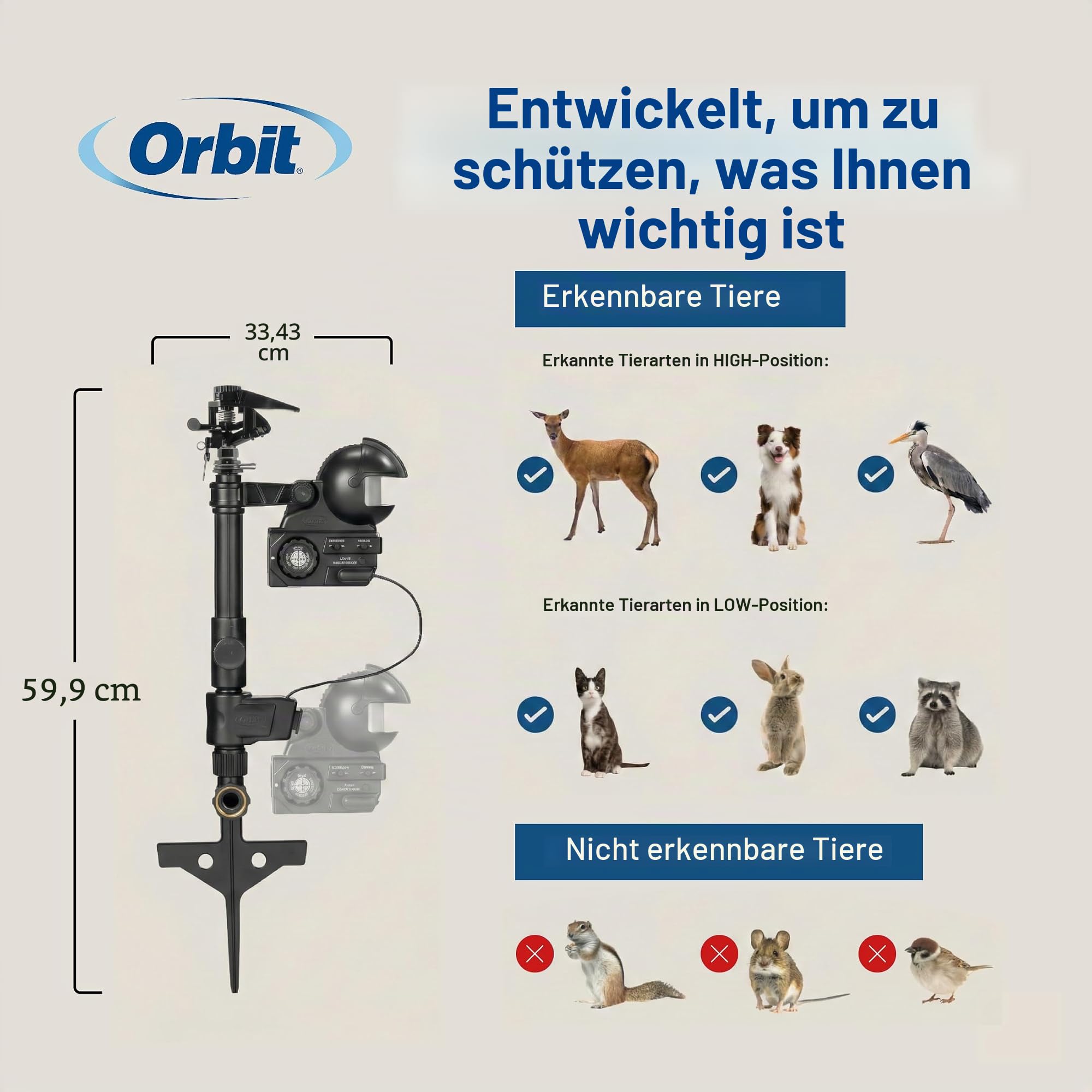 Orbit 62100 Yard Enforcer Bewegungsaktivierter Sprinkler mit Tag- und Nacht-Erkennungsmodi, Schwarz