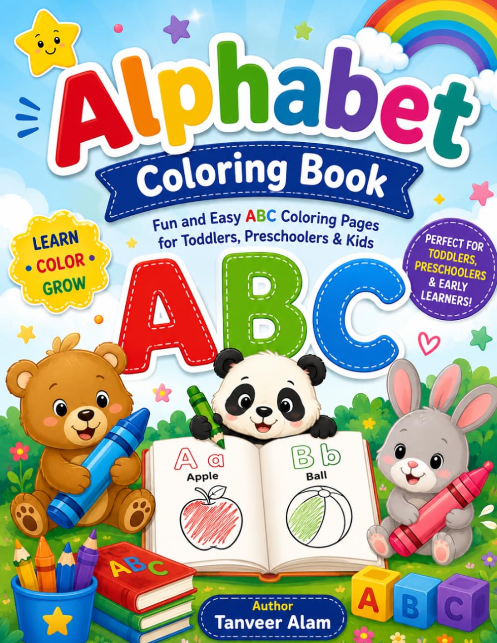 Alphabet Coloring Book for Kids: Fun and Easy ABC Coloring Pages for Toddlers, Preschoolers & Kids