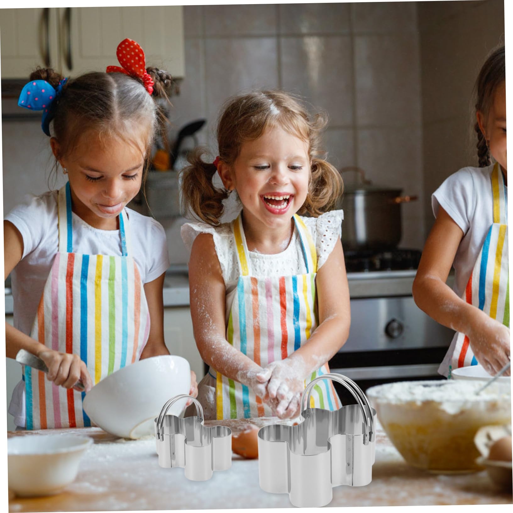 Alipis 15 STK 5-teiliges Set Mousse-Ringe Weihnachtskeksausstecher Keksausstecher Für Jungen Und Mädchen Mousse-Formen Backwerkzeuge Girlscoutkekse Muffin Rostfreier Stahl Silver