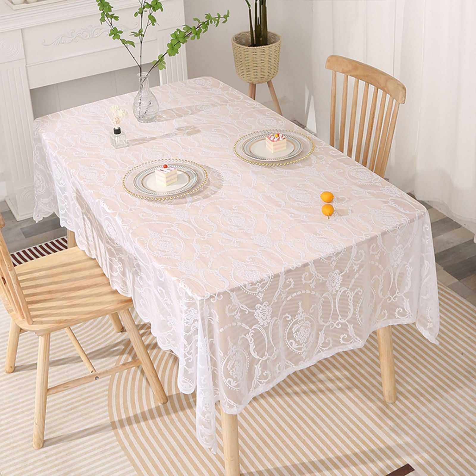 Nappe table picnic en dentelle brodée pour repas de famille en extérieur