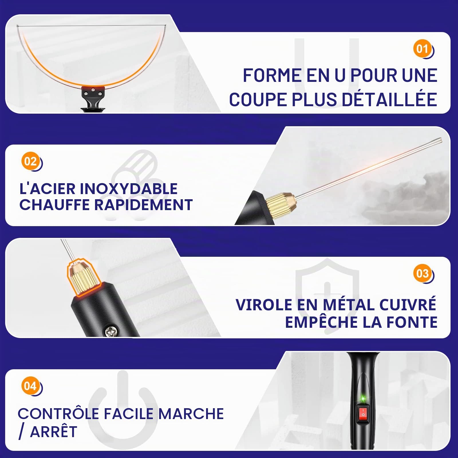 3-en-1 Coupeur de Mousse Electrique, 100-240V / 18W stylo machine à découper électrique pour arc en polystyrène avec adaptateur de convertisseur de tension électronique pour bord tranchant