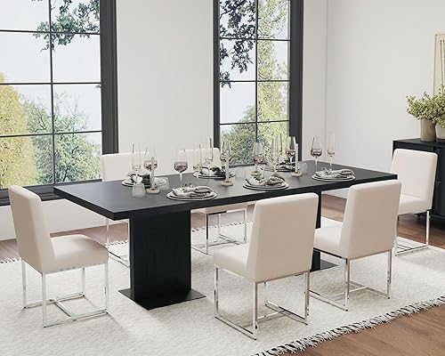 Miniatura 48 de HNY Juego de 2 sillas de cocina cómodas y modernas, de piel sintética, para cocina y comedor, silla auxiliar tapizada con marco de metal con acabado