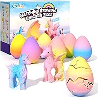 Coodoo Unicorn Hatching Rainbow Eggs 6-Pack - Magical Growing Toys for Kids 3-8, Easter Basket Stuffers & Birthday Craft Gifts