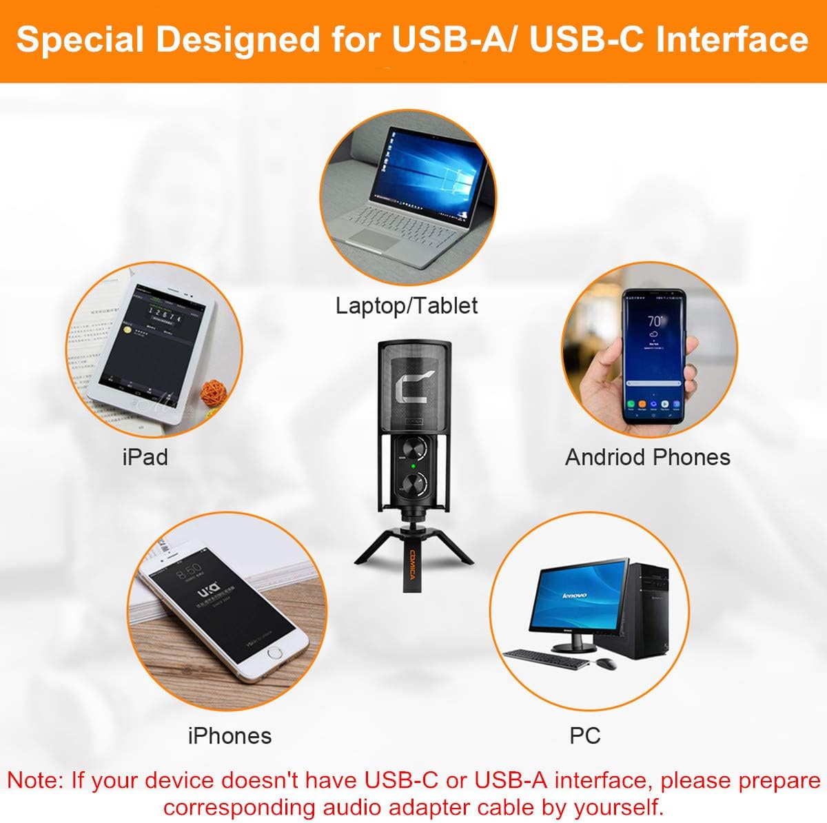 Gеt Sресіаl Prісе USB Microphone, Comica STM-USB Cardioid Condenser Microphone with Tripod Stand for USB/Type-C Phone,Computer, Laptop,Studio Recording Microphone for Streaming Podcasting Gaming etc.