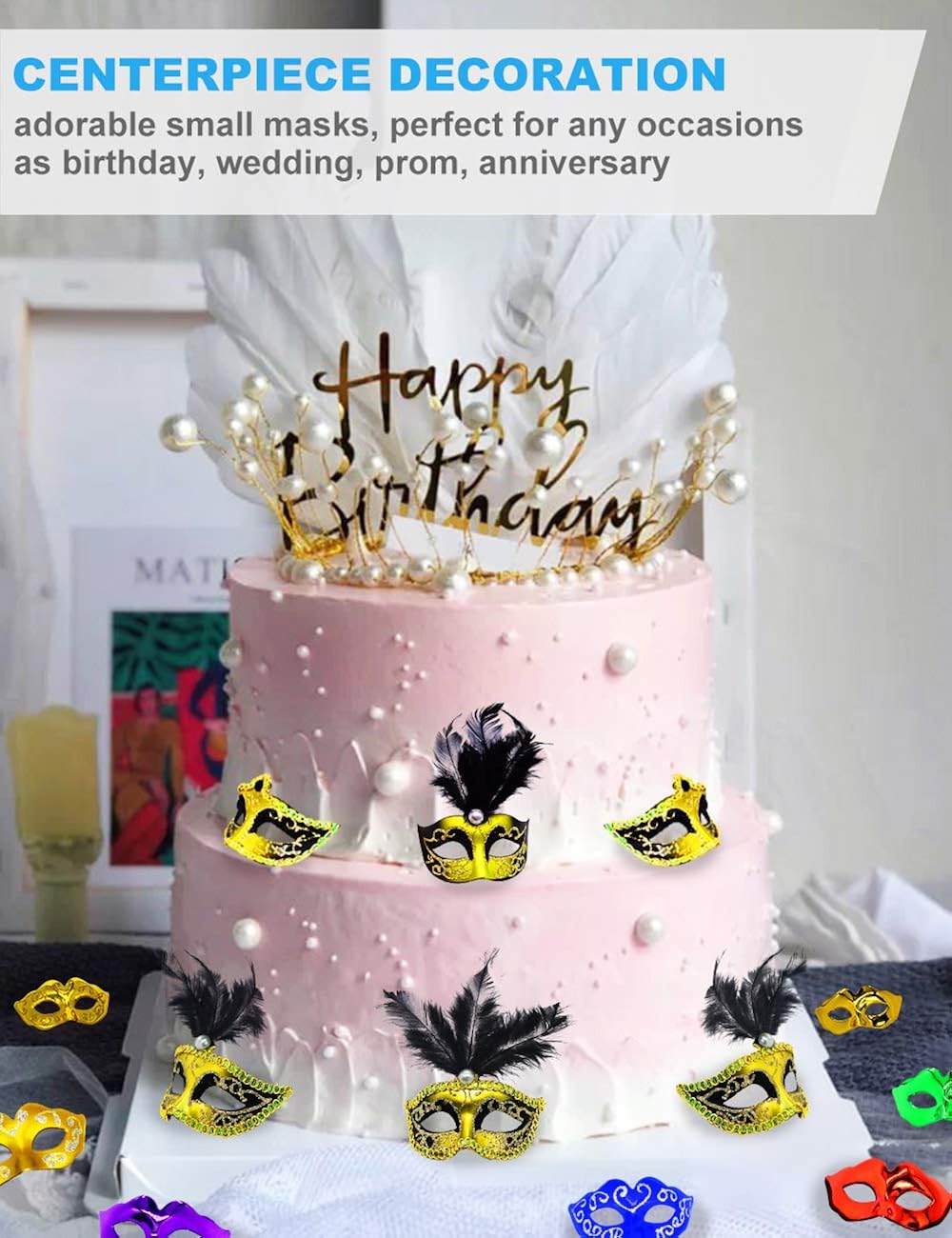 Miniatura 5 de Yiseng - Juego de 10 piezas de máscaras miniatura para decoración de fiestas de baile de máscaras, Mardi Gras, Halloween regalos innovadores