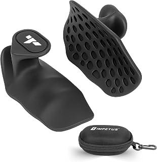 IMPETUS Silicone Hand Gym Grips Workout for Men & Women | Fingerless Anti-Slip for Pull-Ups, Weightlifting, Deadlifts, Crossfit & Home Gym Training (Black)