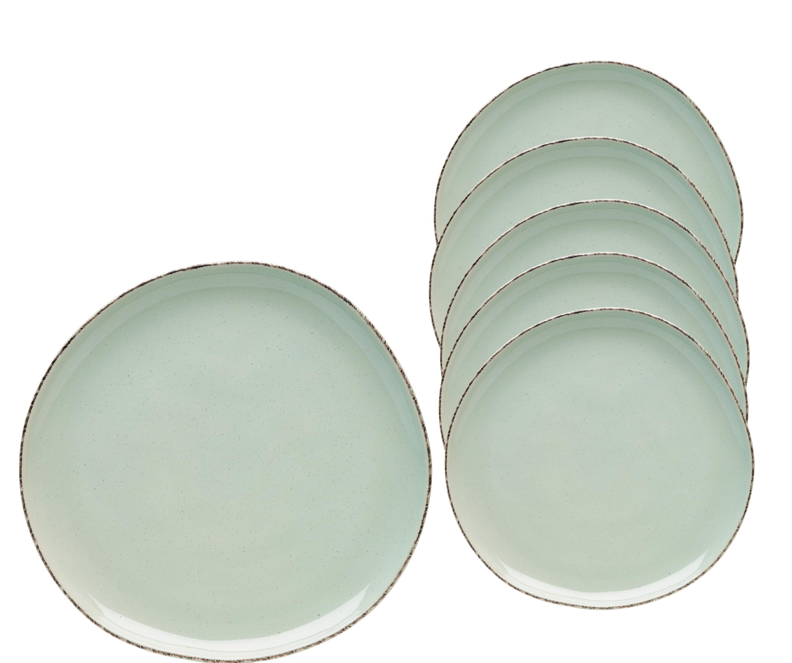 VAN WELL | Plato llano verde 27,0 cm, juego de 6 – gres, vajilla moderna, funcional y elegante
