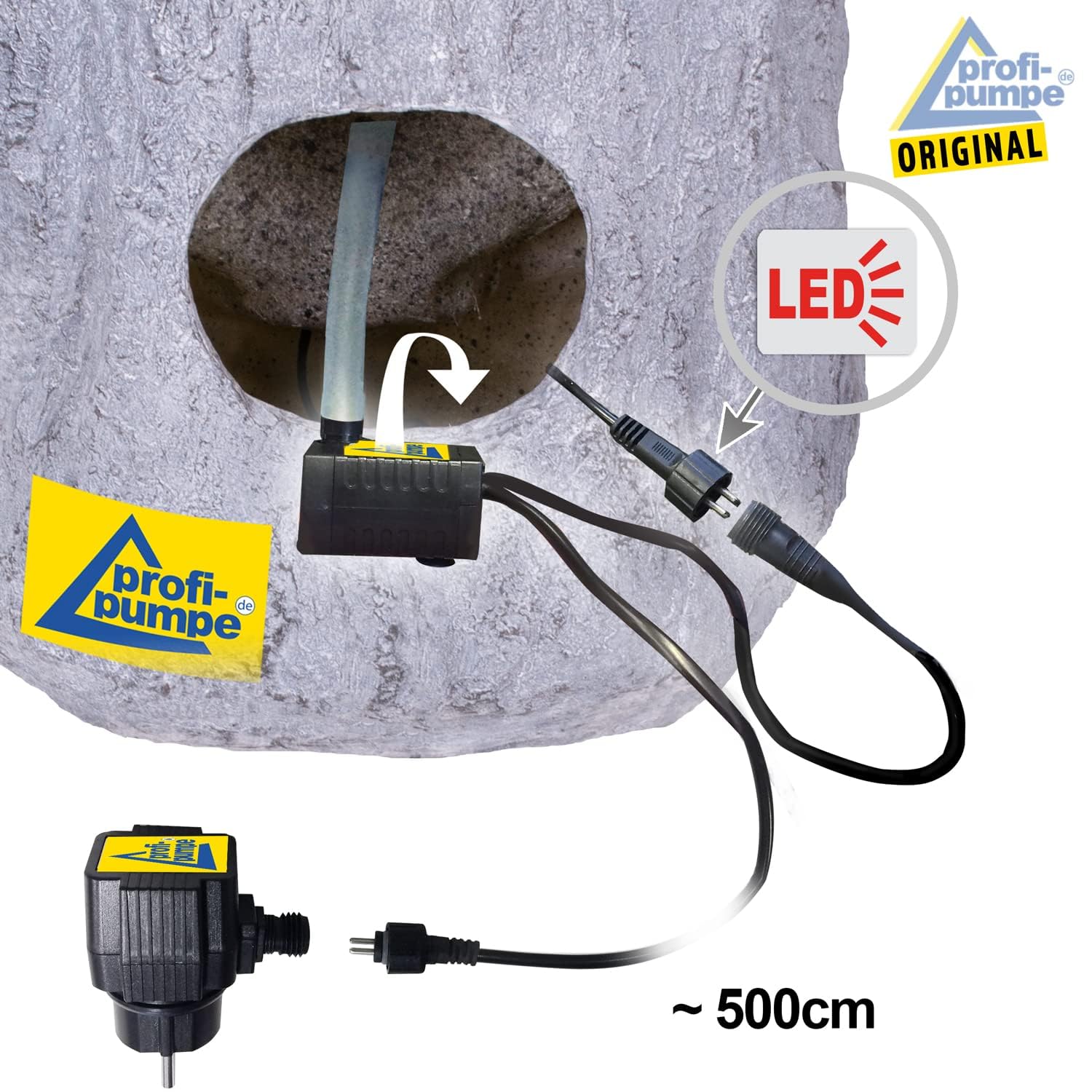 Gartenbrunnen Zen Brunnen Zierbrunnen Zimmerbrunnen Springbrunnen Wasserfall Wasserspiel für Garten, Gartenteich, Terrasse, Balkon Sehr Dekorativ (230V - Brunnen Zhen Lebens-LICHT mit LED Licht)