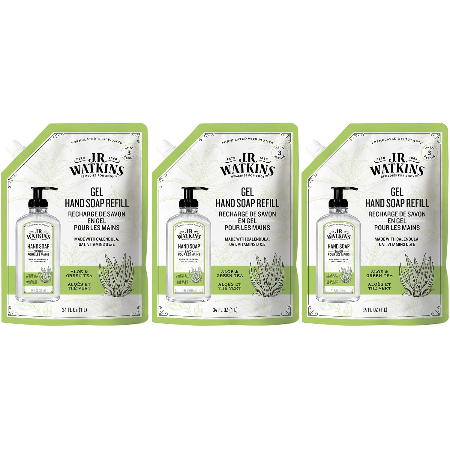 J.R. Watkins Gel Hand Soap Refill, Moisturizing Hand Wash