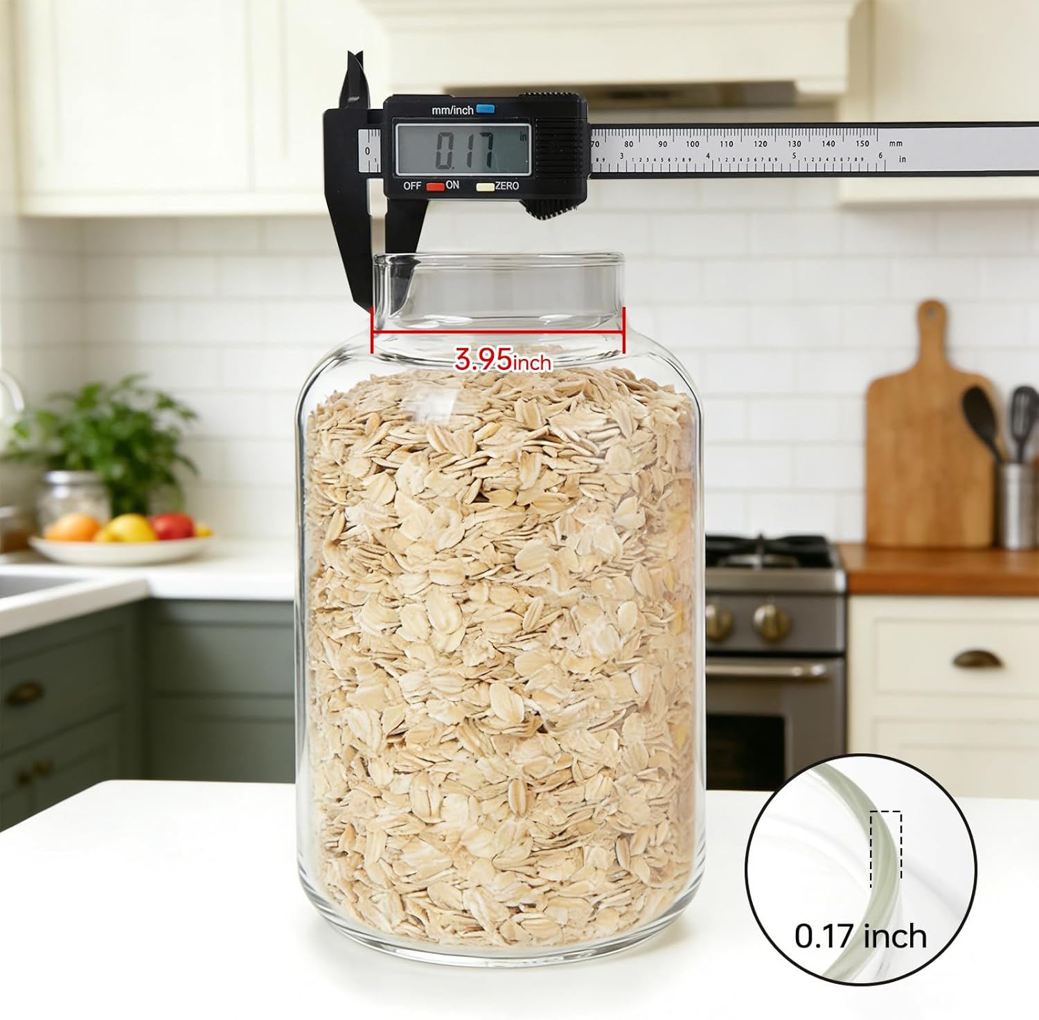 2-Pack Glass Storage Jars with Wooden Lids Single 95 fl oz/2800ml,Glass Canister Set,Airtight Containers for Kitchen Dry Goods, Coffee, Tea, Sugar,Flour,Candy, Cookie, Pasta