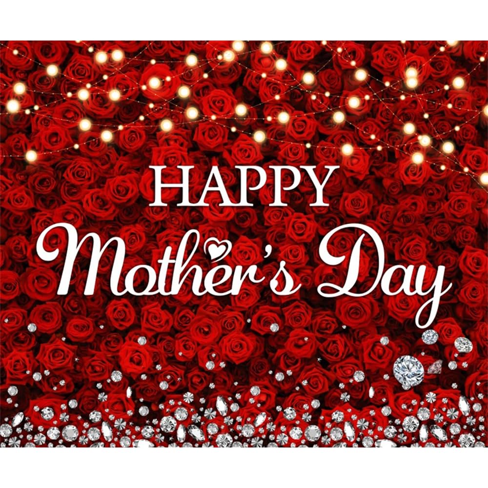 Happy Mother's Day Sfondo 3 x 2,4 m rose rosse fiori da parete festa della mamma sfondo decorazioni banner felice festa della mamma festa fotografia sfondo decorazione forniture puntelli