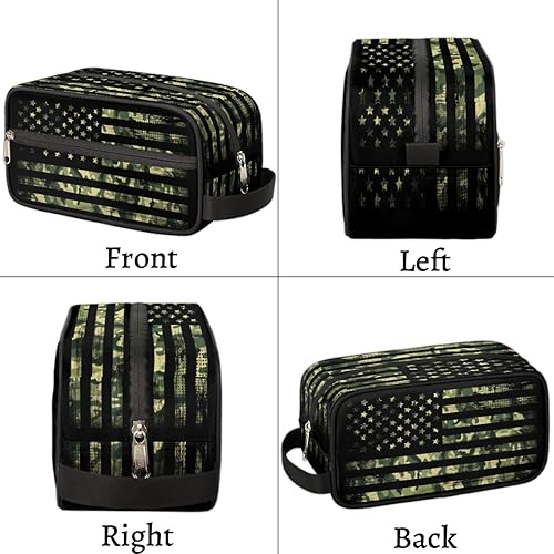 Miniatura 6 de cfpolar Bolsa de viaje de camuflaje para mujeres y hombres, diseño de bandera de camuflaje vintage, resistente al agua, kit de afeitado de gran