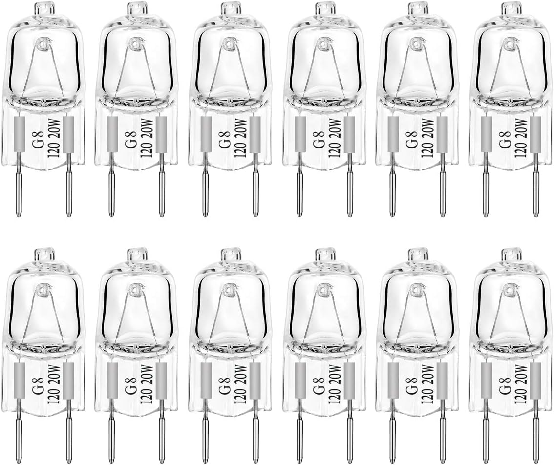 G8 Light Bulbs 20Watt 120Volt Halogen Light Bulb G8 Base BiPin Shorter 20W T4 JCD Warm White