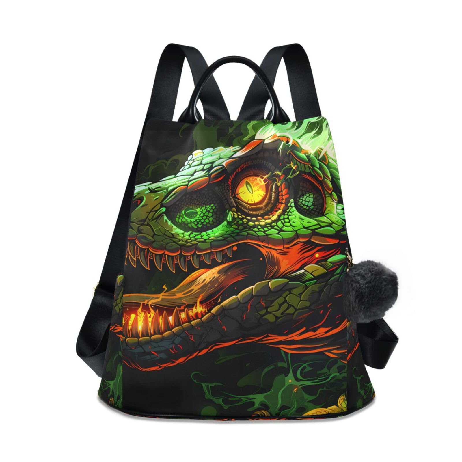 Green Dinosaurs Backpack for Women Anti Theft Large Fashion Travel Shoulder Bag Purse Rucksack Lightweight